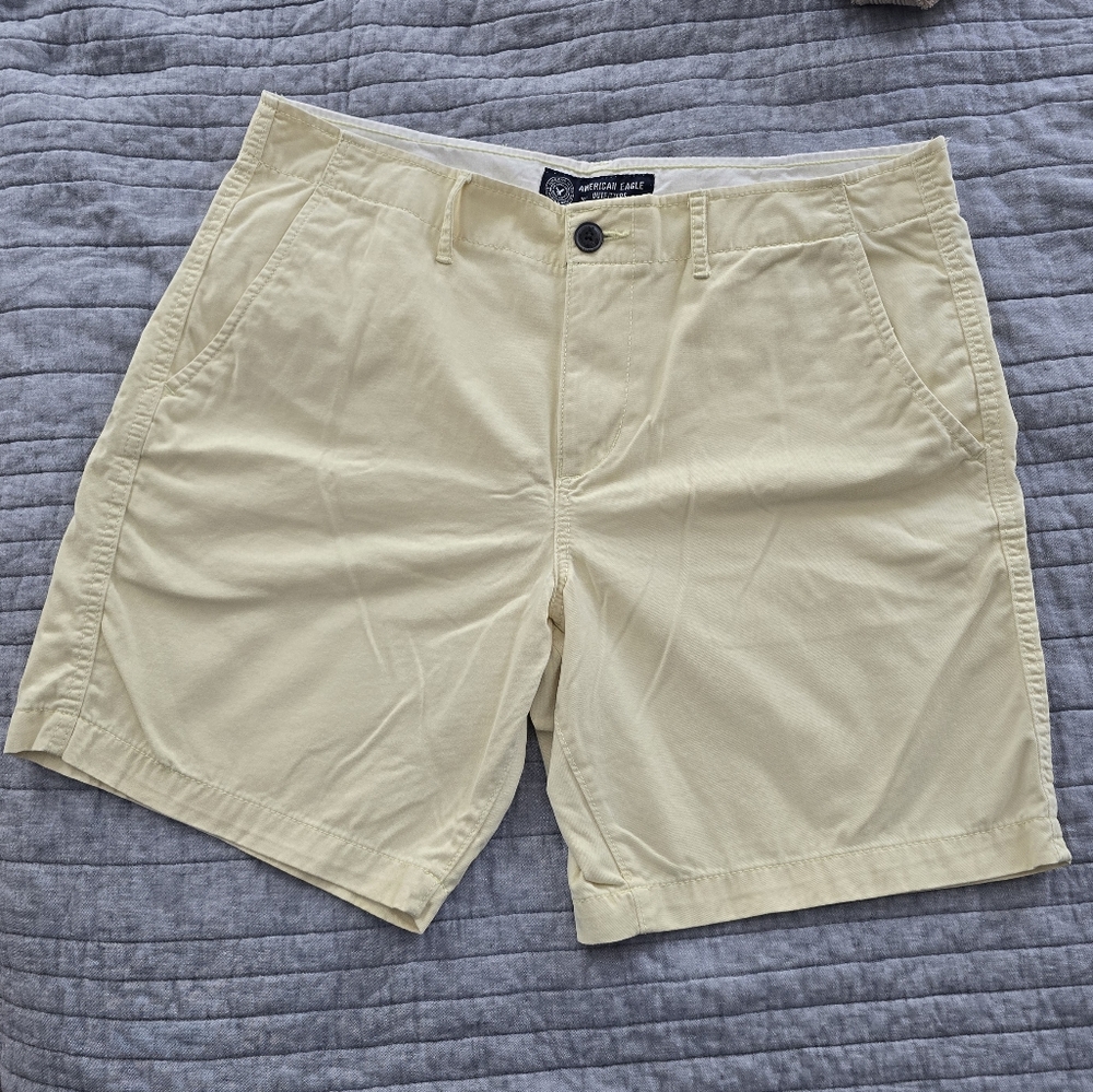 American Eagle Outfitters Yellow Men's Flat Front Shorts